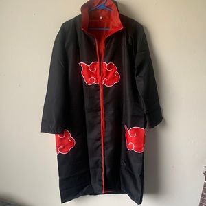 Anime Naruto Cloak Robe Halloween Cosplay Costume Black Red Size Adult Small